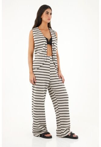 Topmark Chaleco Tejido Con Diseño De Rayas Y Rombos Para Mujer topmark