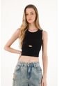 Topmark Camiseta Manga Sisa Negra Con Mini Abertura Para Mujer de topmark
