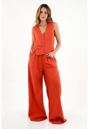 Chaleco Naranja Con Escote Profundo Para Mujer