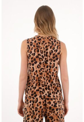 Topmark Chaleco Con Cortes Decorativos De Animal Print Para Mujer