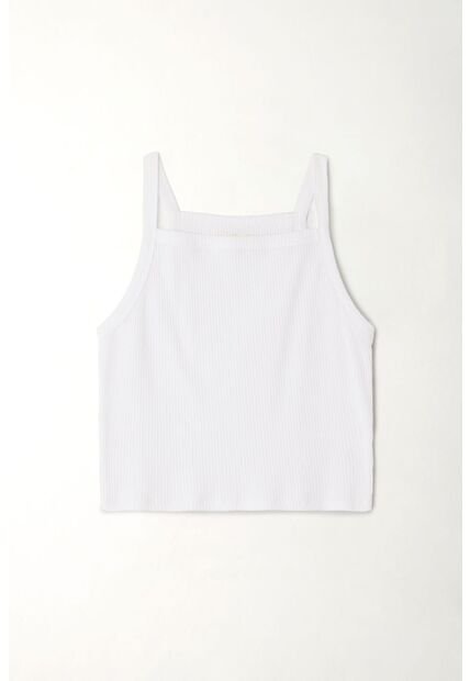 Topmark Camiseta Crop Ajustada Blanca Para Mujer