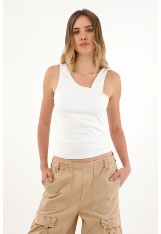 Topmark Camiseta Con Escote Asimétrico Blanca Para Mujer topmark