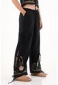 Topmark Pantalón Con Aberturas Y Diseño Floral Negro Para Mujer de topmark