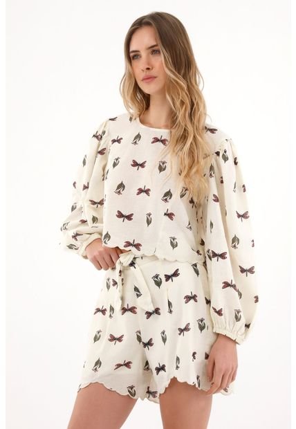 Camisa Crop Con Estampado De Mariposas Para Mujer