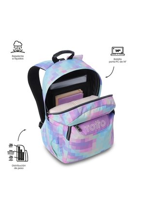 Morral Juvenil Porta PC 14" Acuareles Glitter Azul