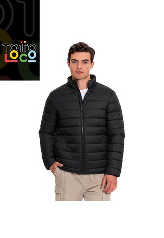Chaqueta Acolchada Cuello Alto Coloro Negro Para Hombre Totto
