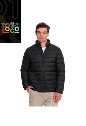 Chaqueta Acolchada Cuello Alto Coloro Negro Para Hombre