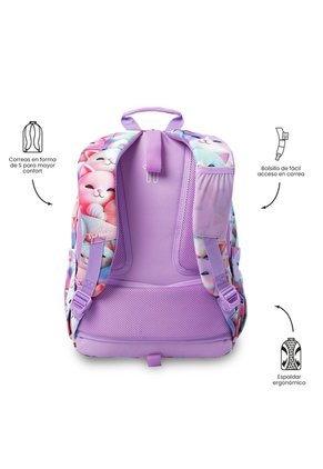 Morral Juvenil Porta PC 14" Acuareles Blanco De Gatos