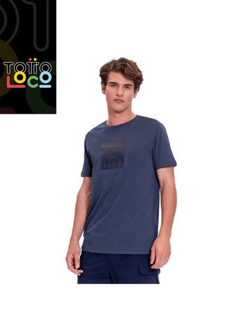 Camiseta Estampada Para Hombre Atena Manga Corta Azul Totto