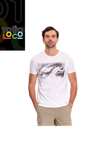 Camiseta Estampada Para Hombre Atena Manga Corta Blanca Totto