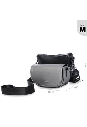 Bolso Para Mujer Style 3 En 1 Crossbody Negro/Gris