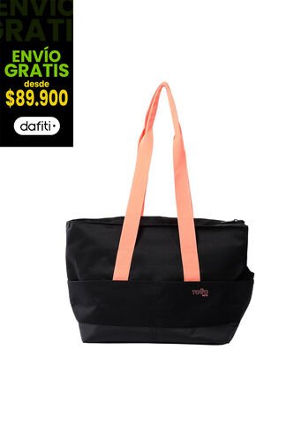 Shopping Bag Kira Versátil Negra/Naranja Totto
