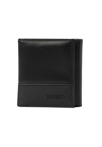 Billetera Para Hombre Saffiano Aqi Negra Con RFID Blocker Totto