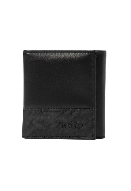 Billetera Para Hombre Saffiano Aqi Negra Con RFID Blocker