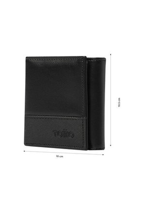 Billetera Para Hombre Saffiano Aqi Negra Con RFID Blocker
