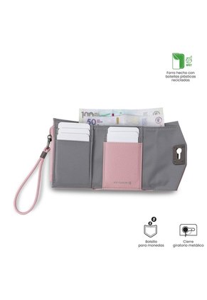 Billetera Mujer Smooth Pequeña Con RFID Blocker Rosada