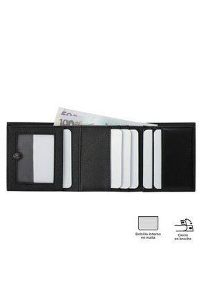 Billetera Para Hombre Saffiano Aqi Negra Con RFID Blocker