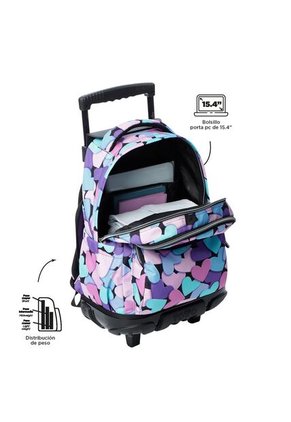 Morral Ruedas Niña Porta PC 15.4" Bomper Renglon Azul