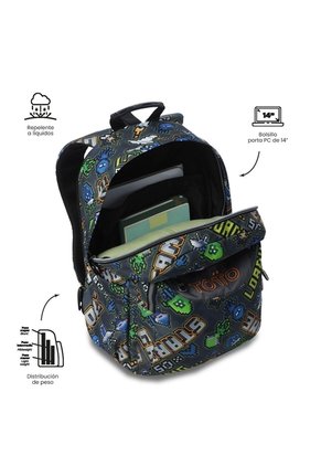 Morral Juvenil Porta PC 14" Acuareles Gris