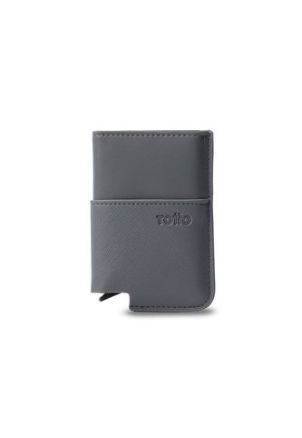 Portadocumentos Inteligente Saffiano Con RFID Blocker Gris Totto
