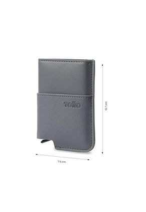 Portadocumentos Inteligente Saffiano Con RFID Blocker Gris