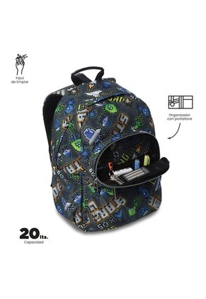 Morral Juvenil Porta PC 14" Acuareles Gris