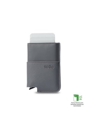 Portadocumentos Inteligente Saffiano Con RFID Blocker Gris