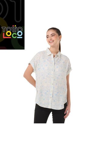 Camisa Manga Corta Lajas Para Mujer Blanca Totto