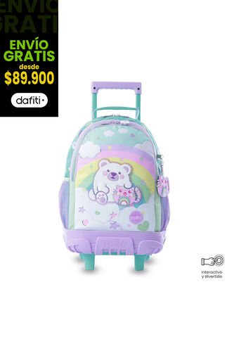 Maleta Para Niña Con Ruedas + Libro Para Colorear Little Magic Arcoíris Totto