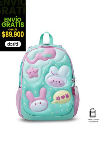 Morral Para Niña Bunny Pump Grande Verde Con Conejos Totto