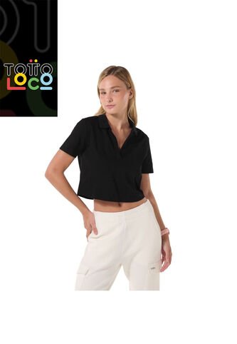 Camisa Polo Saba Para Mujer Negra Totto