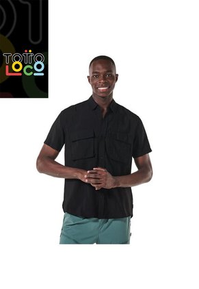 Camisa Manga Corta Derby Para Hombre Negra