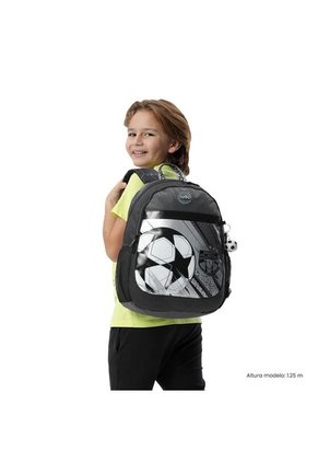 Morral Para Niño Champion Mediano Gris Con Diseño De Fútbol