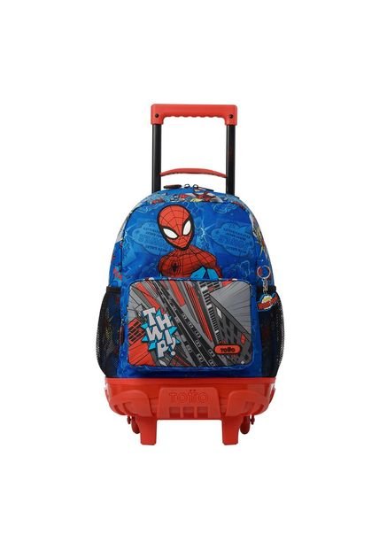 Morral Con Ruedas Niño Spiderman Pop Mediano Azul