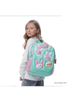 Morral Para Niña Bunny Pump Mediano Verde Con Conejos