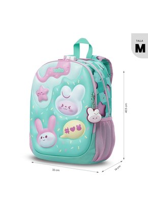 Morral Para Niña Bunny Pump Mediano Verde Con Conejos
