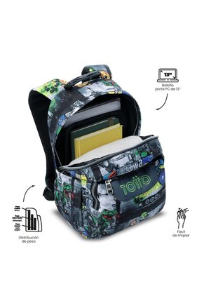 Morral Juvenil Porta PC 13" Gommas Negro