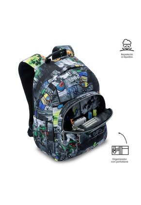 Morral Juvenil Porta PC 13" Gommas Negro