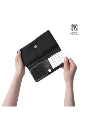 Billetera Para Mujer Adelaide 2 Con RFID Blocker Negra