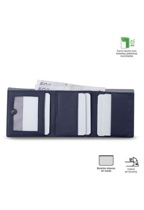 Billetera Para Hombre Saffiano Aqi Con RFID Blocker Azul