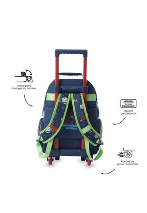 Maleta Para Niño Con Ruedas + Libro Para Colorear Panda Space Azul