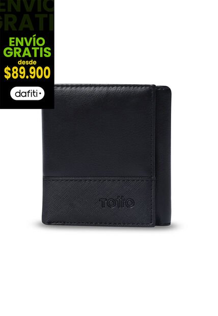 Billetera Para Hombre Saffiano Aqi Con RFID Blocker Negra