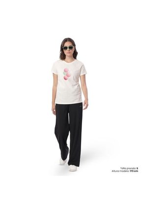 Camiseta Estampada Para Mujer Dusti Manga Corta Blanca