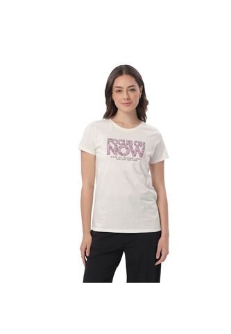 Camiseta Estampada Para Mujer Dusti Manga Corta Blanca Totto