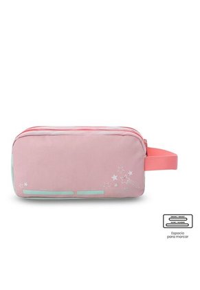 Cartuchera Escolar Grande Para Niña 2 Cuerpos Rainbow Star Rosada
