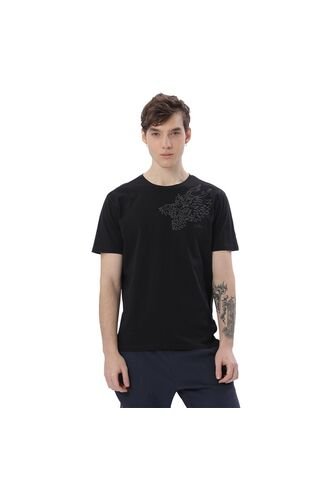 Camiseta Estampada Para Hombre Atena Manga Corta Negra Totto