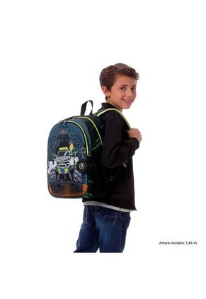 Morral Para Niño Monster Race Mediano Negro
