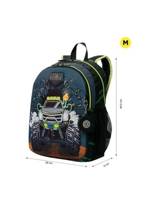 Morral Para Niño Monster Race Mediano Negro