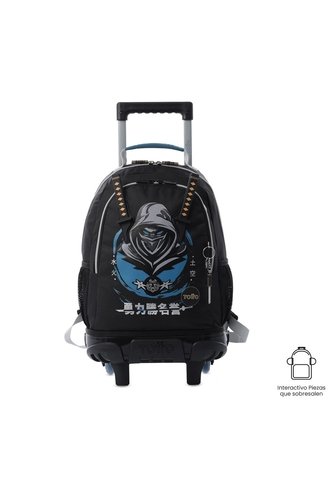 Maleta Para Niño Con Ruedas Hanzo Mediano Negro Totto