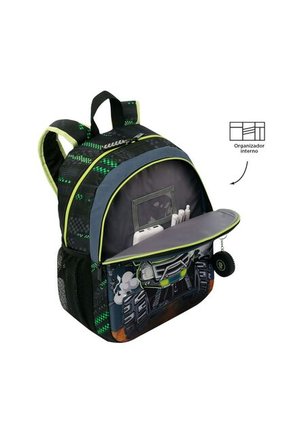 Morral Para Niño Monster Race Mediano Negro